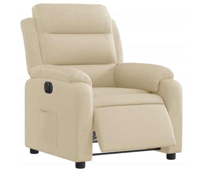 Vidaxl sillón reclinable eléctrico de tela crema