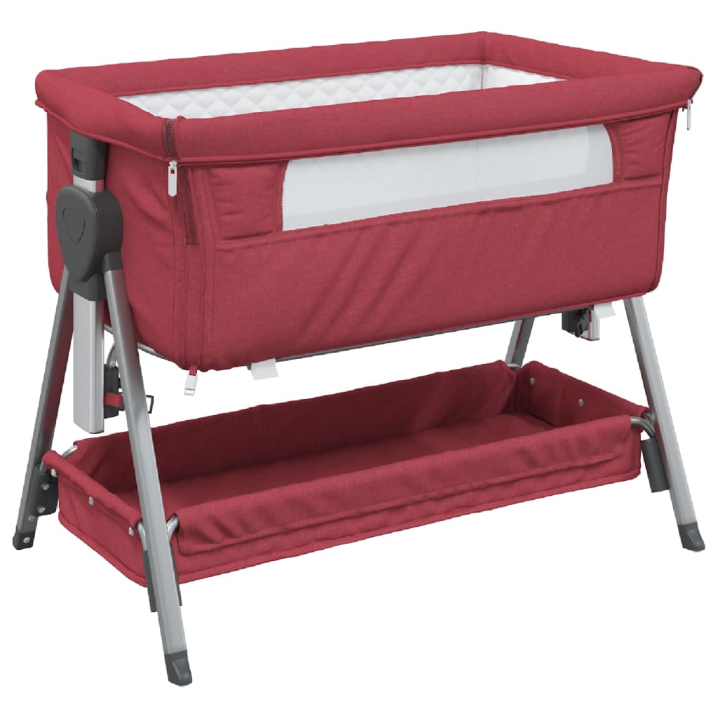Vidaxl cuna con colchón tela de lino rojo