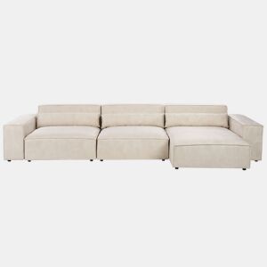 Sofá de canto modular HELLNAR Veludo Creme claro 3 lugares à esquerda