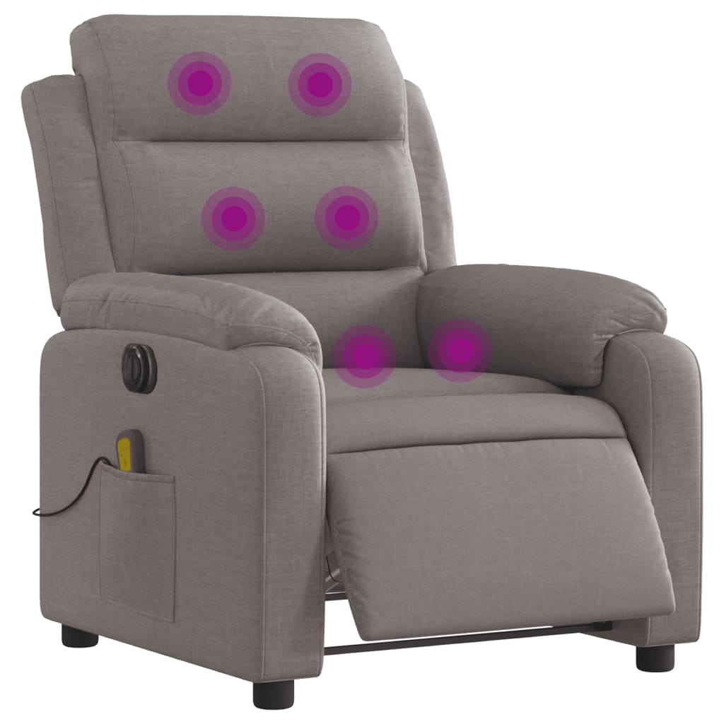 Vidaxl sillón reclinable de masaje eléctrico tela gris taupe