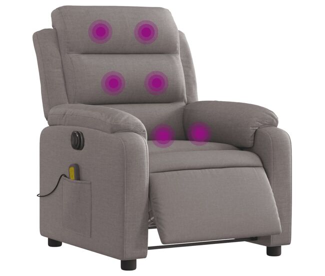 Vidaxl sillón reclinable de masaje eléctrico tela gris taupe