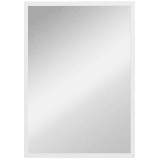 HOMCOM Espelho de Parede Decorativo 50x70 cm Espelho Retangular Espelho de Casa de Banho com 4 Ganchos Metálicos Estilo Moderno para Sala Quarto Entrada Branco
