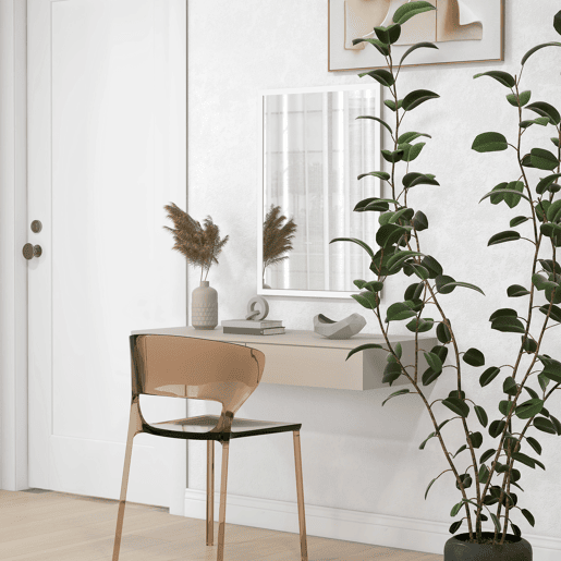 HOMCOM Espelho de Parede Decorativo 50x70 cm Espelho Retangular Espelho de Casa de Banho com 4 Ganchos Metálicos Estilo Moderno para Sala Quarto Entrada Branco