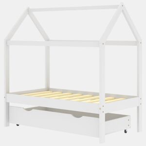 vidaXL Cama para crianças c gaveta 70x140 cm pinho maciço branco