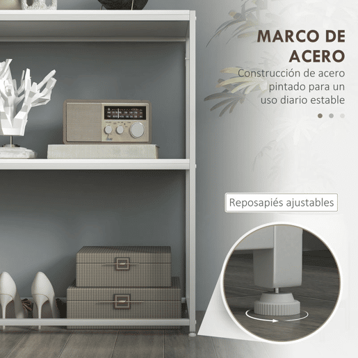 HOMCOM Mesa Consola de Entrada Mesa de Entrada com Estante Aberto e Estrutura de Aço Anti-tombo para Sala Corredor 100x30x87 cm Branco