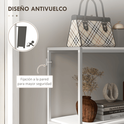 HOMCOM Mesa Consola de Entrada Mesa de Entrada com Estante Aberto e Estrutura de Aço Anti-tombo para Sala Corredor 100x30x87 cm Branco