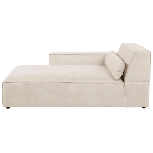 Sofá de canto modular HELLNAR Veludo Creme claro com repousa-pés 3 lugares à direita Sofá de canto modular HELLNAR Veludo Creme claro com repousa-pés 3 lugares à direita