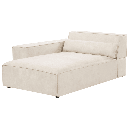 Sofá de canto modular HELLNAR Veludo Creme claro com repousa-pés 3 lugares à direita Sofá de canto modular HELLNAR Veludo Creme claro com repousa-pés 3 lugares à direita