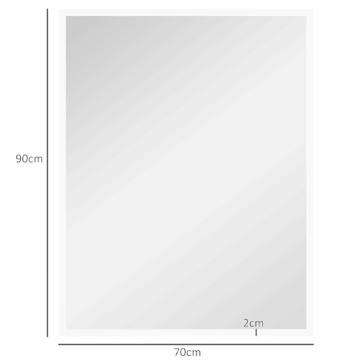 HOMCOM Espelho de Parede Decorativo 70x90 cm Espelho Retangular Espelho de Casa de Banho com 4 Ganchos Metálicos Estilo Moderno para Sala Quarto Entrada Branco