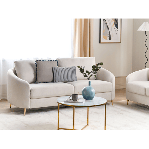 Sofá TROSA Tecido Creme 3 lugares Sofá TROSA Tecido Creme 3 lugares