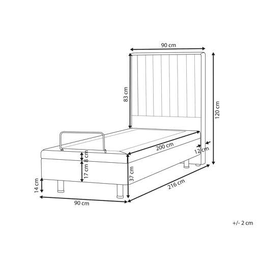 Cama ajustável Tecido DUKE II 90 x 200 cm Cinzento claro