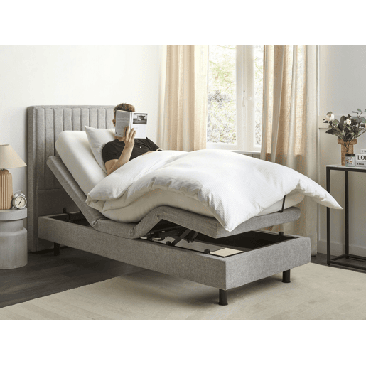 Cama ajustável Tecido DUKE II 90 x 200 cm Cinzento claro