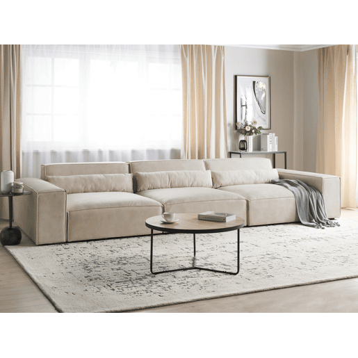 Sofá modular HELLNAR Veludo Creme claro 3 lugares Sofá modular HELLNAR Veludo Creme claro 3 lugares