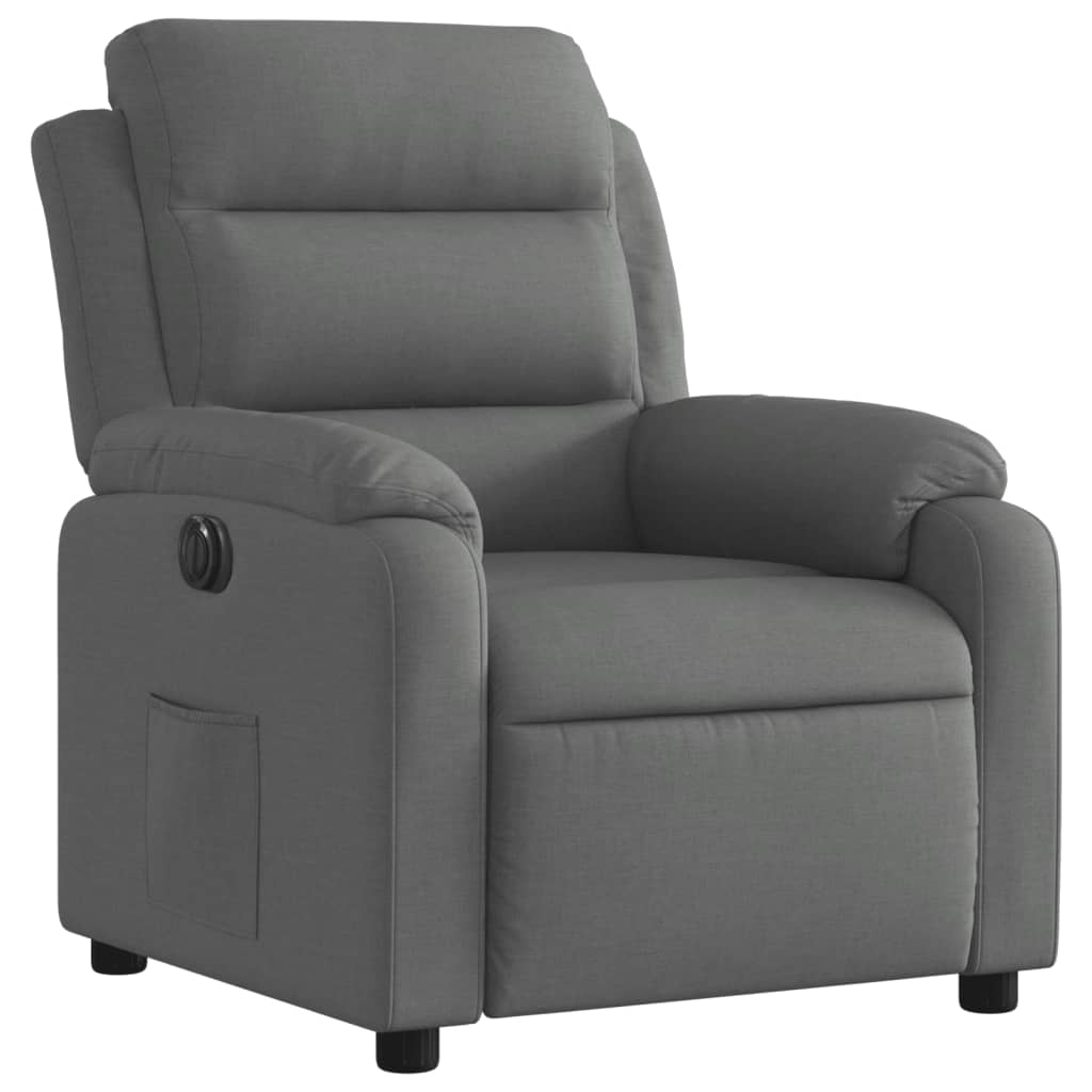 Vidaxl sillón reclinable eléctrico de tela gris oscuro