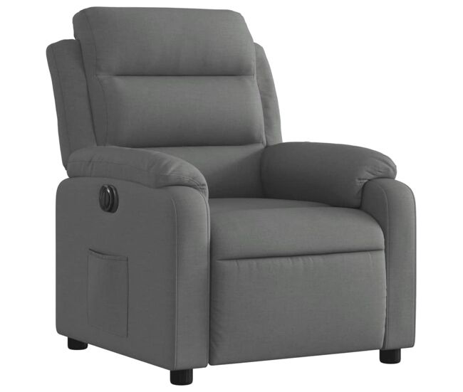 Vidaxl sillón reclinable eléctrico de tela gris oscuro