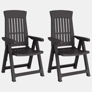 vidaXL Cadeiras de jardim reclináveis 2 pcs PP antracite
