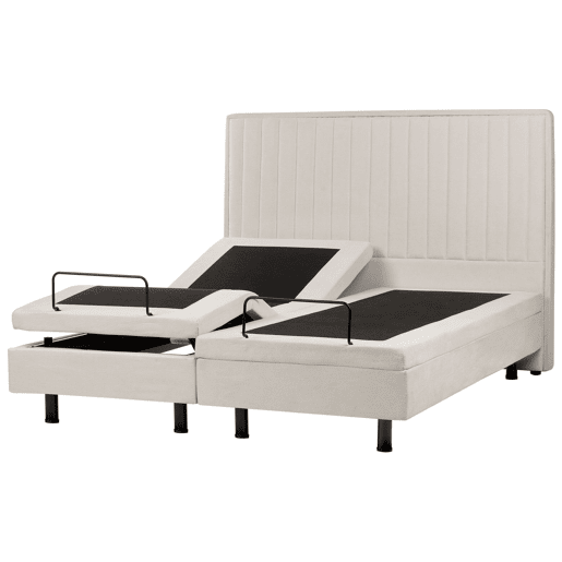 Cama ajustável Tecido DUKE II 160 x 200 cm Creme claro