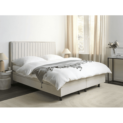 Cama ajustável Tecido DUKE II 160 x 200 cm Creme claro