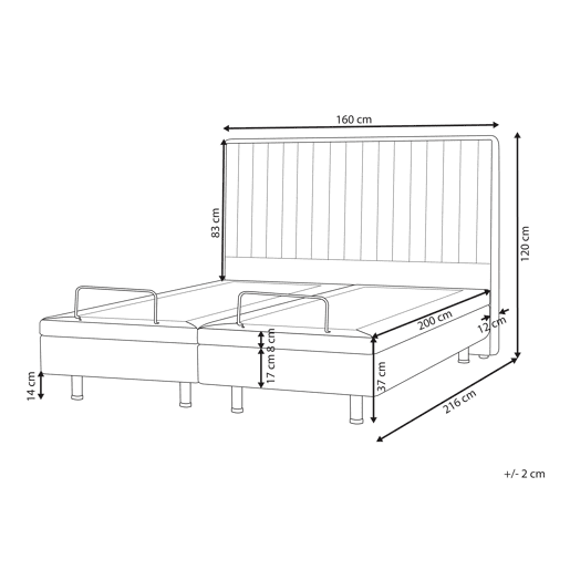 Cama ajustável Tecido DUKE II 160 x 200 cm Creme claro