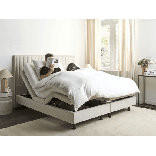 Cama ajustável Tecido DUKE II 160 x 200 cm Creme claro