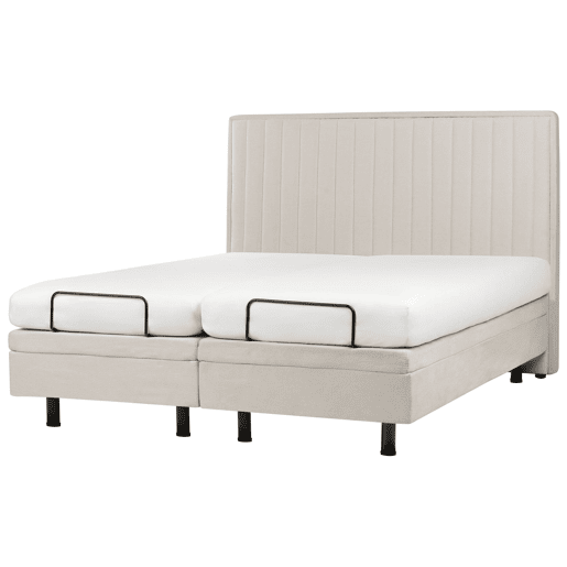 Cama ajustável Tecido DUKE II 160 x 200 cm Creme claro