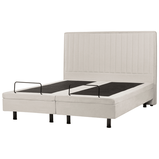 Cama ajustável Tecido DUKE II 160 x 200 cm Creme claro