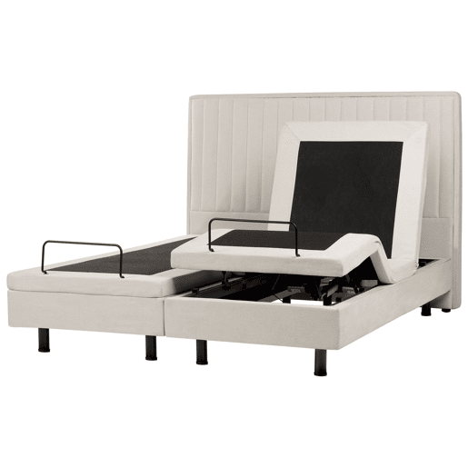 Cama ajustável Tecido DUKE II 160 x 200 cm Creme claro