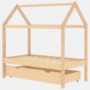 vidaXL Estrutura de cama para crianças c gaveta 70x140cm pinho maciço