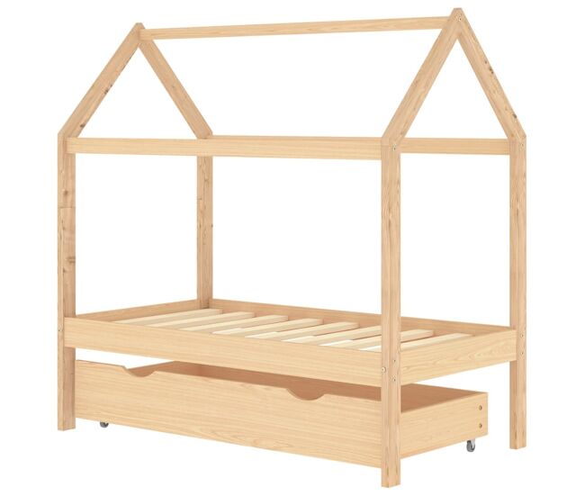 Vidaxl estructura de cama infantil con cajón madera de pino 70x140 cm
