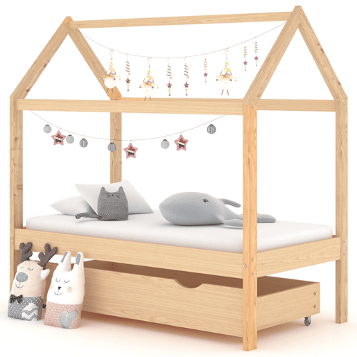 vidaXL Estrutura de cama para crianças c gaveta 70x140cm pinho maciço