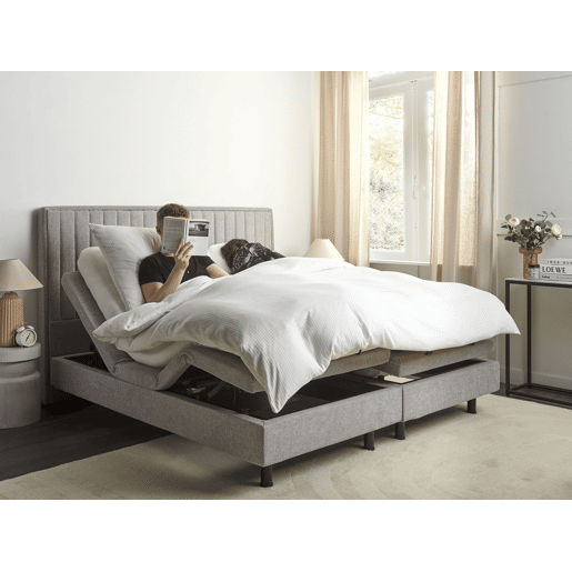 Cama ajustável Tecido DUKE II 180 x 200 cm Cinzento claro