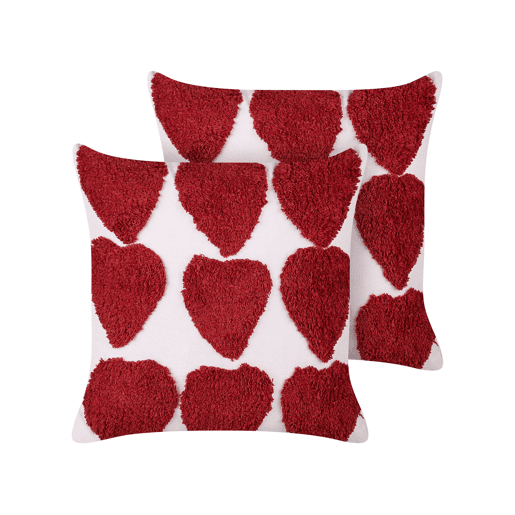 Conjunto de 2 almofadas decorativas MINGORA Algodão 45 x 45 cm Vermelho Padrão de corações