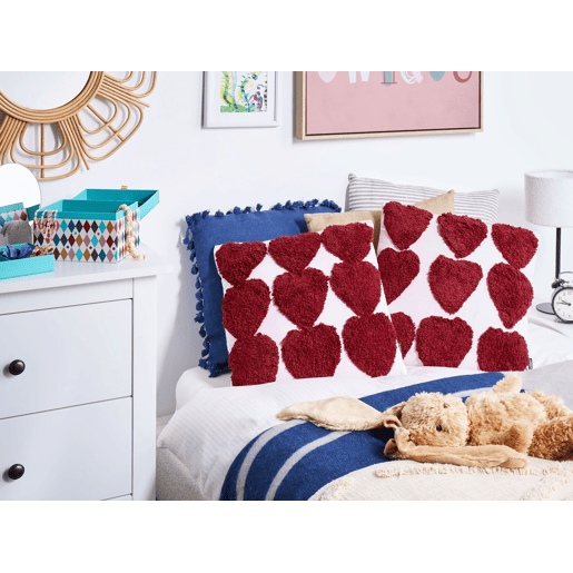 Conjunto de 2 almofadas decorativas MINGORA Algodão 45 x 45 cm Vermelho Padrão de corações