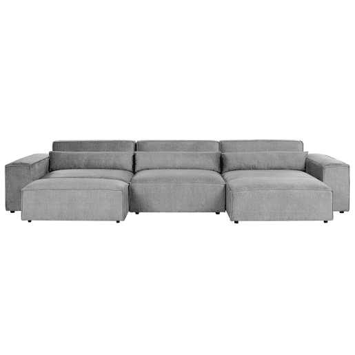 Sofá de canto modular HELLNAR Tecido Cinzento com repousa-pés 3 lugares à esquerda