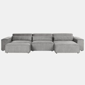 Sofá de canto modular HELLNAR Tecido Cinzento com repousa-pés 3 lugares à esquerda