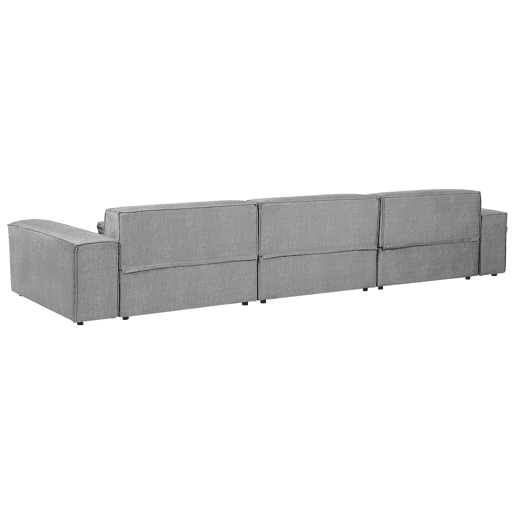 Sofá de canto modular HELLNAR Tecido Cinzento com repousa-pés 3 lugares à esquerda