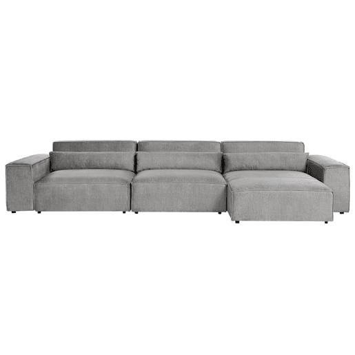 Sofá de canto modular HELLNAR Tecido Cinzento com repousa-pés 3 lugares à esquerda
