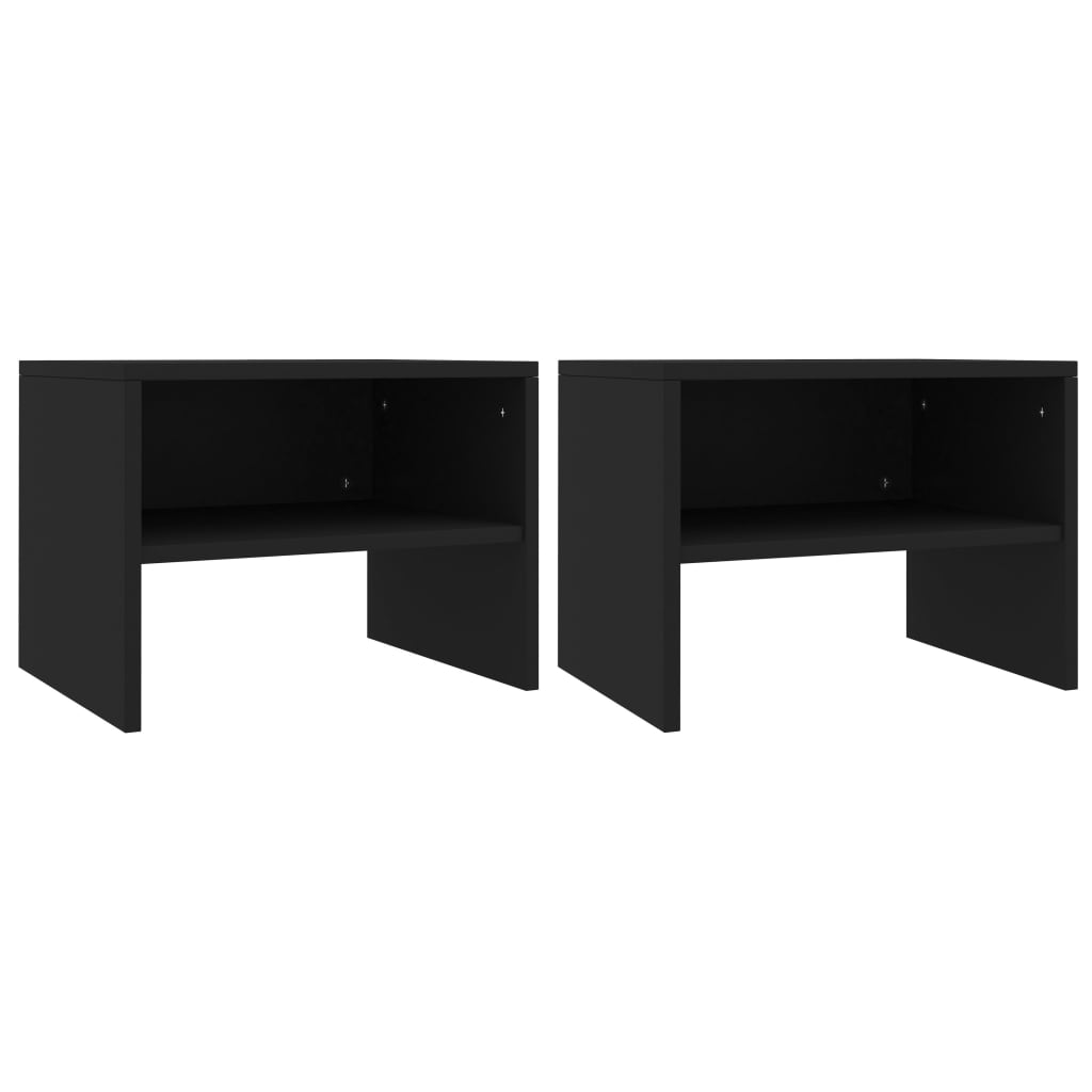 Vidaxl mesitas de noche 2 uds madera contrachapada negro 40x30x30 cm