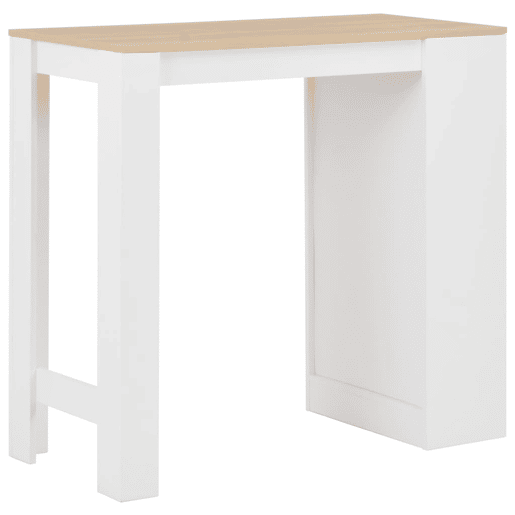 vidaXL Mesa de bar com prateleira branco 110x50x103 cm
