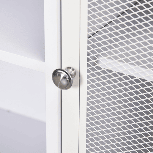HOMCOM Aparador de Cozinha Moderno Móvel Auxiliar com Porta de Malha 4 Compartimentos Abertos e Estante Ajustável para Sala 120x37x81,5 cm Branco