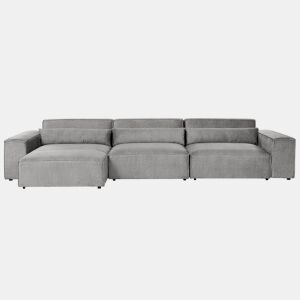 Sofá de canto modular HELLNAR Tecido Cinzento 3 lugares à direita