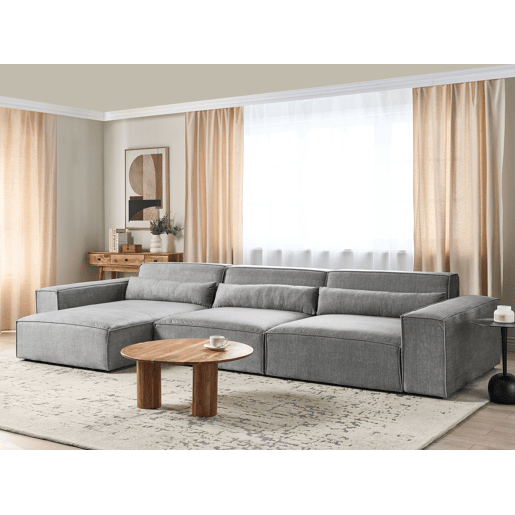 Sofá de canto modular HELLNAR Tecido Cinzento 3 lugares à direita