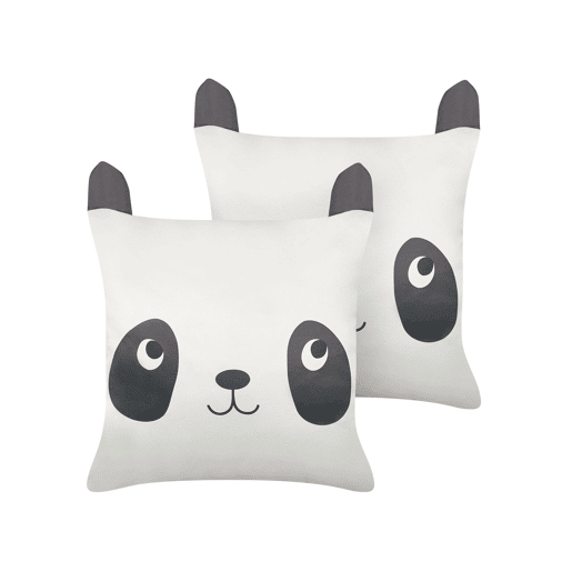 Conjunto de 2 almofadas decorativas PANDAPAW Algodão 45 x 45 cm Branco