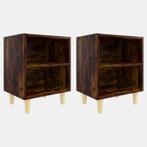 vidaXL Mesas cabeceira pernas madeira 2pcs 40x30x50 cm carvalho fumado