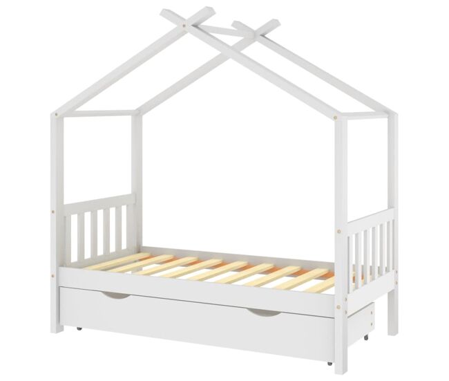 Vidaxl estructura cama niños con cajón madera pino blanco 80x160 cm