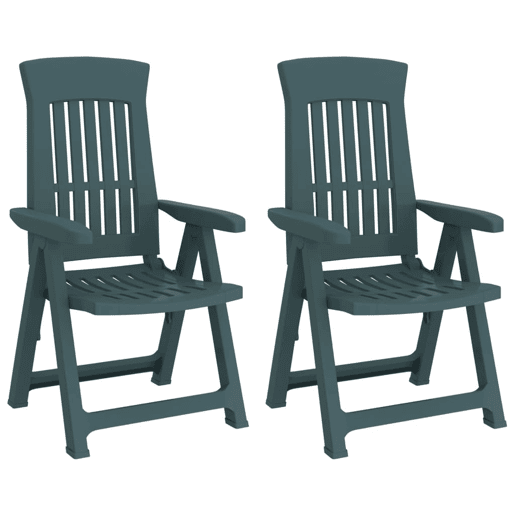 vidaXL Cadeiras de jardim reclináveis 2 pcs PP verde vidaXL Cadeiras de jardim reclináveis 2 pcs PP verde