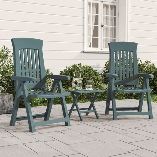 vidaXL Cadeiras de jardim reclináveis 2 pcs PP verde vidaXL Cadeiras de jardim reclináveis 2 pcs PP verde