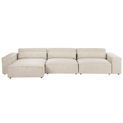 Sofá de canto modular HELLNAR Veludo Creme claro 3 lugares à direita