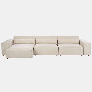 Sofá de canto modular HELLNAR Veludo Creme claro 3 lugares à direita