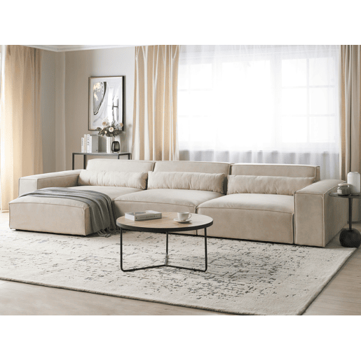Sofá de canto modular HELLNAR Veludo Creme claro 3 lugares à direita